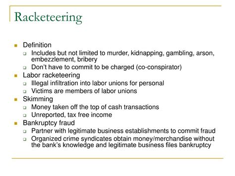 racketeering activity examples